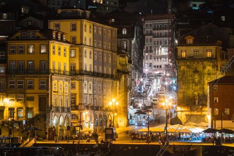 Ribeira District at Night in the City of Porto Editorial Photo - Image ...