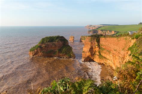 Uk Jurassic Coast Ladram Bay Devon Red Sandstone Rock Stack Stock Photo - Download Image Now ...