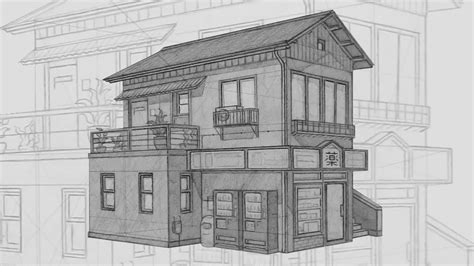 How To Draw a Japanese Building In Perspective - Tutorial - YouTube