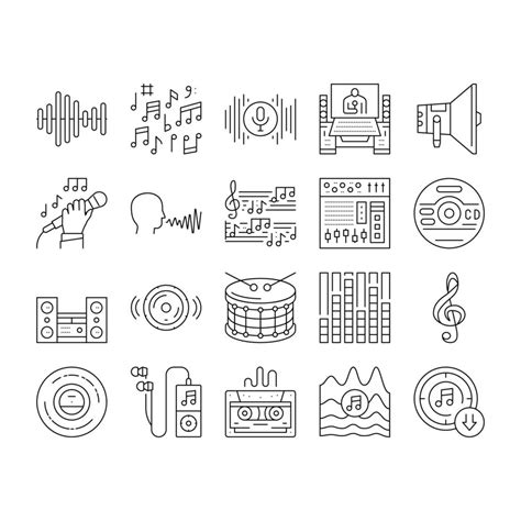 Music Record Studio Equipment Icons Set Vector 18992607 Vector Art at Vecteezy