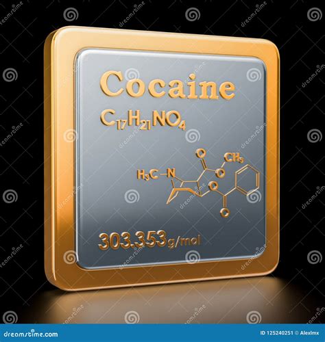 Cocaine. Icon, Chemical Formula, Molecular Structure. 3D Rendering Stock Illustration ...