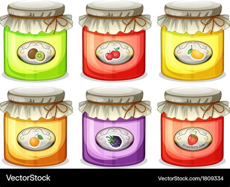 Six different jams Royalty Free Vector Image - VectorStock