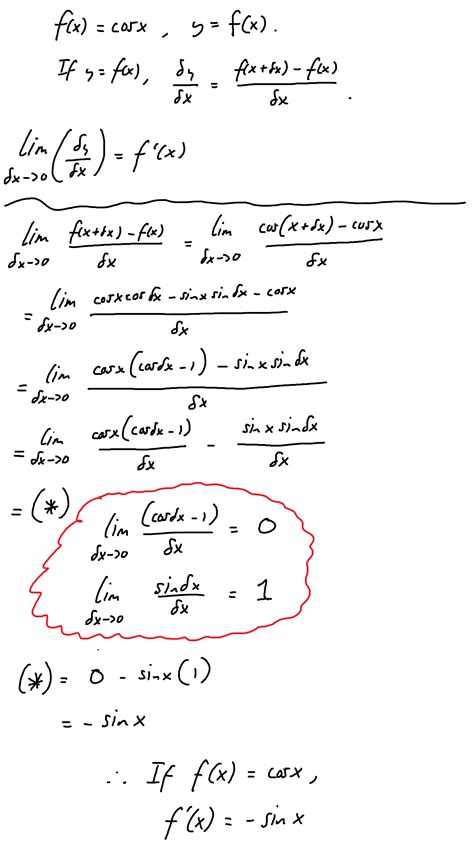 Derivative of cosx... Basic Math Skills, Calculus, Sins, Answers, Math Equations, Aesthetic