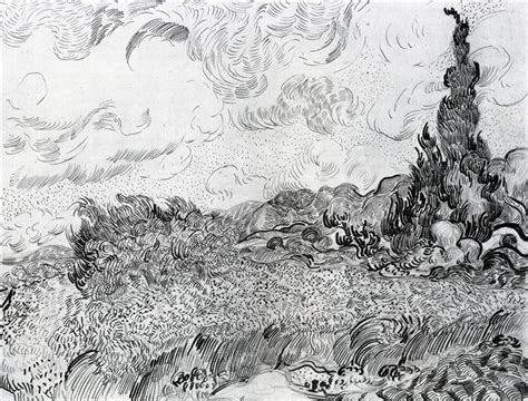 Wheat Field with Cypresses at the Haude Galline near Eygalieres, 1889 - Vincent van Gogh ...