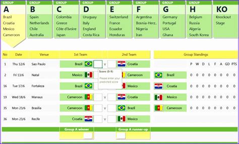 5 tournament Template Excel - Excel Templates