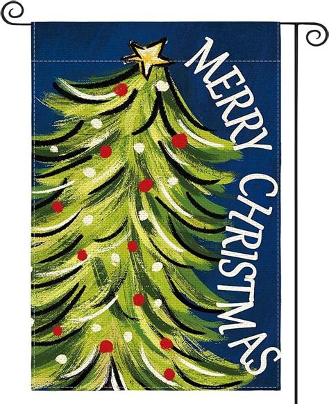 Merry Christmas Garden Flag 12x18 Inch Double Sided, Christmas Tree ...