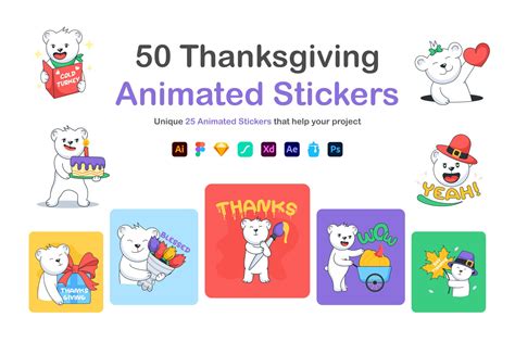 Animated Thanksgiving Stickers | Creative Market