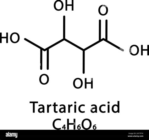 Tartaric acid molecular structure. Tartaric acid skeletal chemical formula. Chemical molecular ...