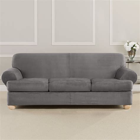 Sure Fit Ultimate Heavyweight Stretch Suede T-Cushion Sofa Slipcover & Reviews | Wayfair