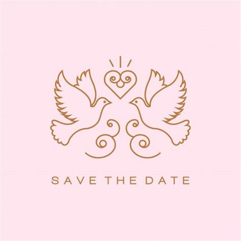 Premium Vector | Doves birds gold wedding couple signs in 2024 ...