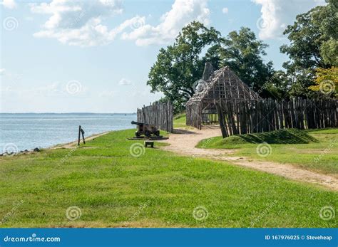 Wooden Fort and Building in Historic Jamestown Settlement in Virginia ...