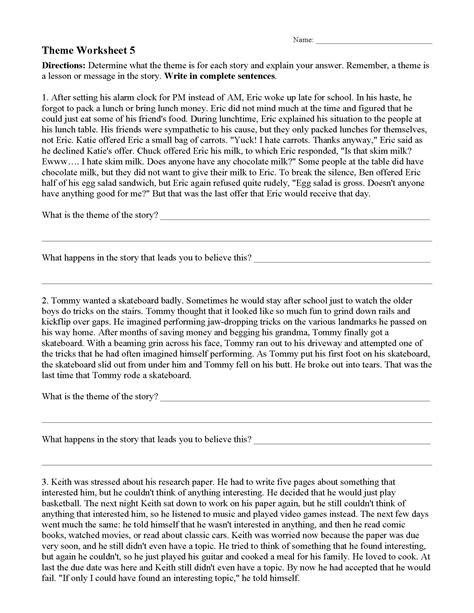 Theme Worksheet 5 | Preview