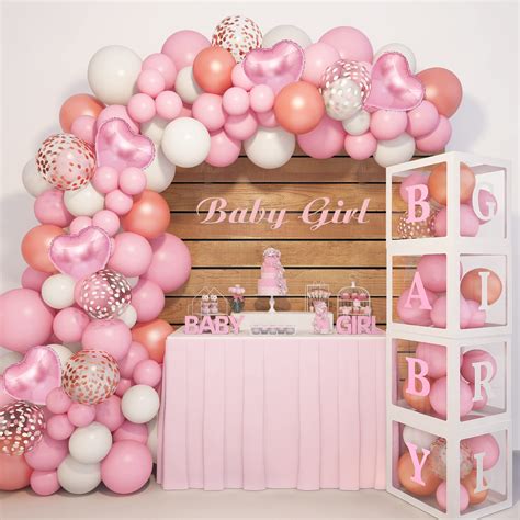 Buy Amandir 143pcs Baby Boxes Pink Baby Shower Decorations for Girl ...