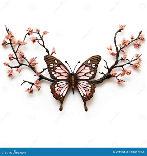 A Colorful Butterfly on Branches a Symbol of Hope and Transformation Stock Illustration ...