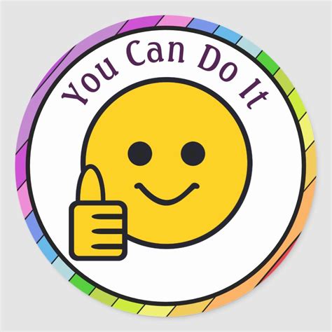 Thumbs Up Face You Can Do It Classic Round Sticker | Zazzle | Teacher ...