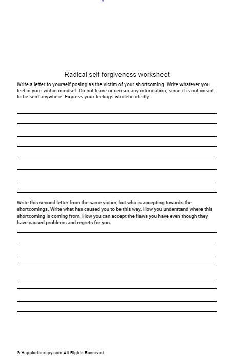 Radical Forgiveness Worksheet - Worksheets For Kindergarten