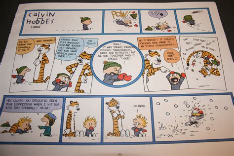 Snow ball fight Calvin and Hobbes Being sneaky Comic