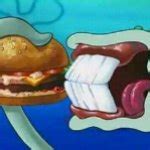 Squidward eating a Krabby patty Meme Generator - Imgflip