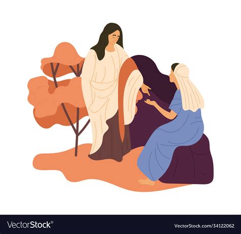 Jesus speaking to a woman Royalty Free Vector Image