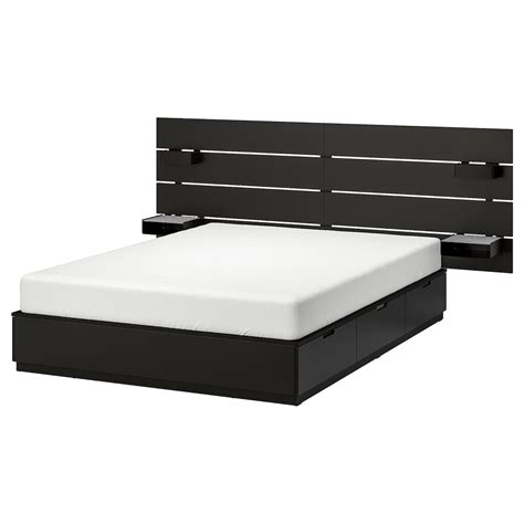 NORDLI bed with headboard and storage, anthracite, Queen - IKEA | Headboards for beds, Bed frame ...