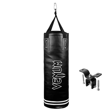 Venum Classic Punching Bag - 70 lb - Black/White - Heavy Bag Kit - 48 ...