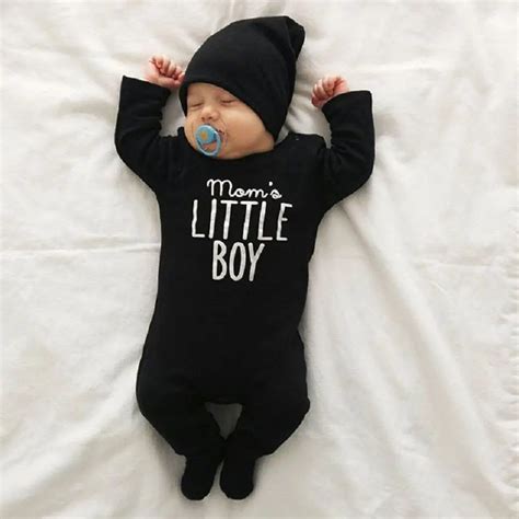 Mom's Little Boy Newborn Baby Boys Cotton Romper Long Sleeve Jumpsuit Romper Outfit Clothes 0 ...