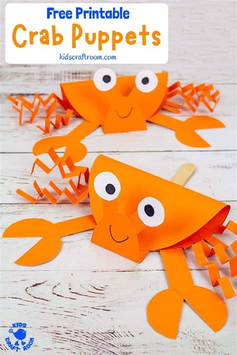 Crab Puppet Craft | Puppet crafts, Crab crafts, Ocean crafts preschool