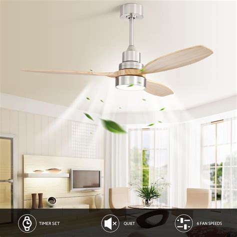 52 Inch Modern Ceiling Fan with Light and Remote,3 Light Color Options ...