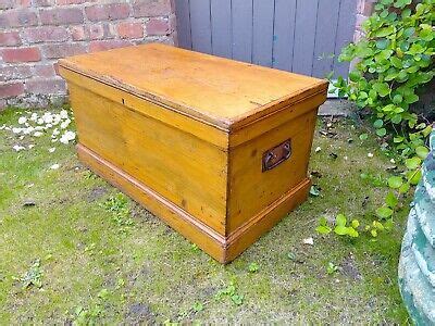 Antique Pine Victorian Blanket Box Chest Trunk Coffee Table Ottoman | eBay