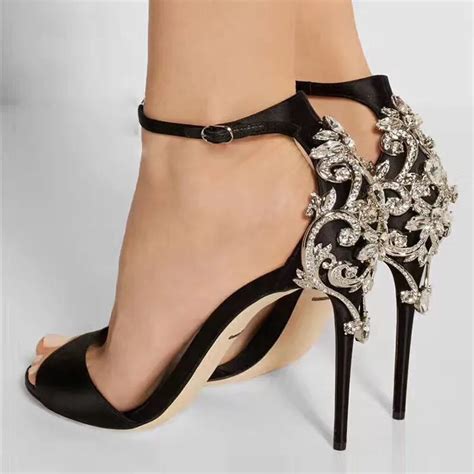 Fashion Luxury Crystal Back High Heels Women Sandals Pumps Buckle Green ...