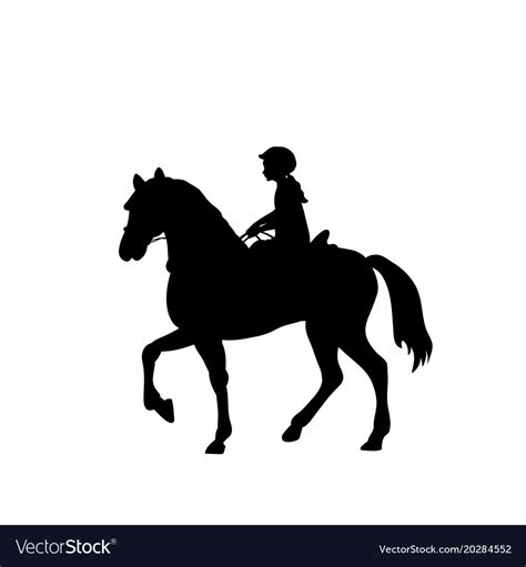 Silhouette girl rider horseback equitation Vector Image