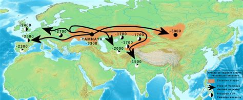 Spread of proto Indo-European (Yamnaya) ancestry up to 1500 BC : MapPorn