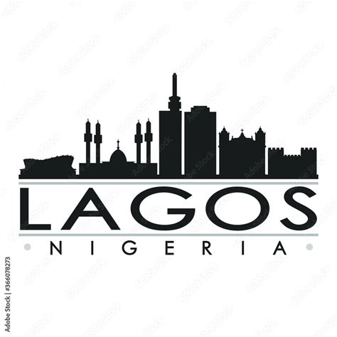 Lagos Nigeria Skyline Silhouette Design City Vector Art Famous Buildings. Stock Vector | Adobe Stock