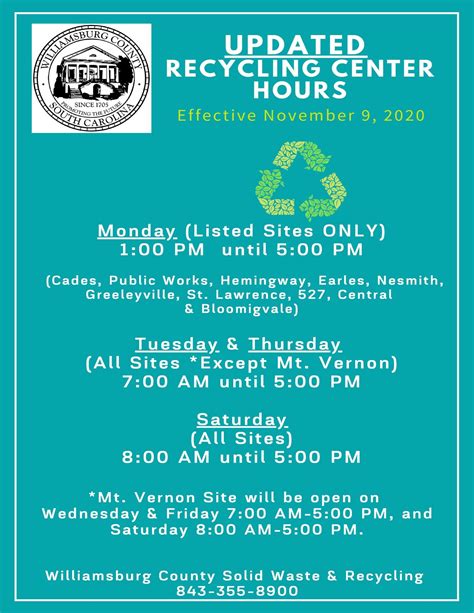 Recycling Centers | Williamsburg County, SC