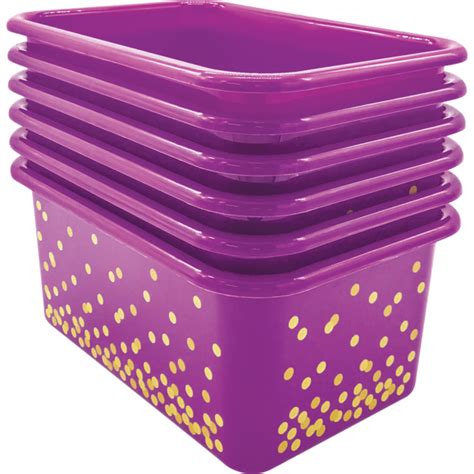 Purple Confetti Small Plastic Storage Bins 6-Pack - TCR32239 | Teacher Created Resources