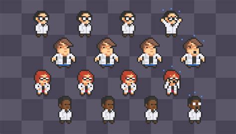 2D Pixel Art Scientist Sprites by Elthen's Pixel Art Shop