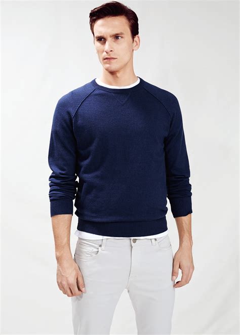 Mango Long Raglan Sleeve Sweater in Blue for Men (dark blue) | Lyst