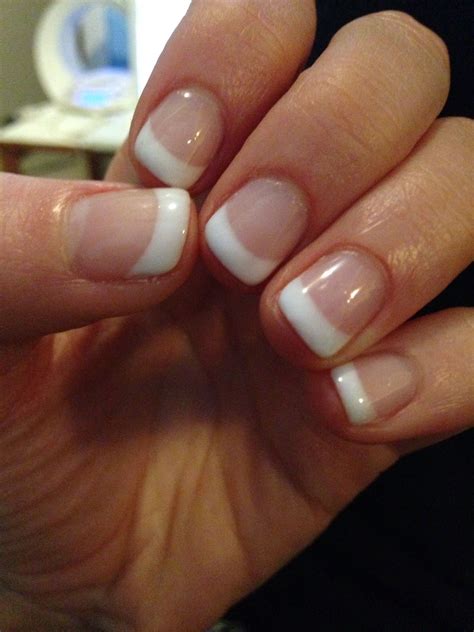 Short french tip manicure | Gel nails french, White tip nails, Nail manicure