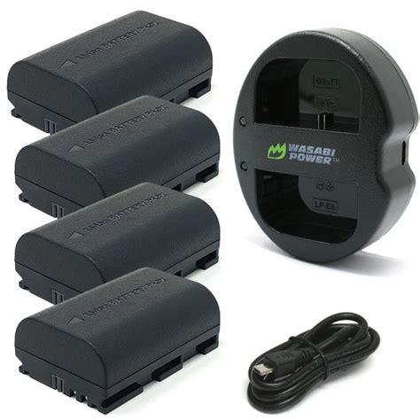 Canon LP-E6, LP-E6N Battery (4-Pack) and Dual Charger by Wasabi Power