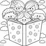 Kids Reading Books Coloring Pages Coloring sketch template