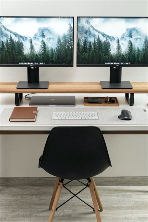 Wooden Desk Shelf, Dual Monitor Stand, Home Office Decor, Work From ...