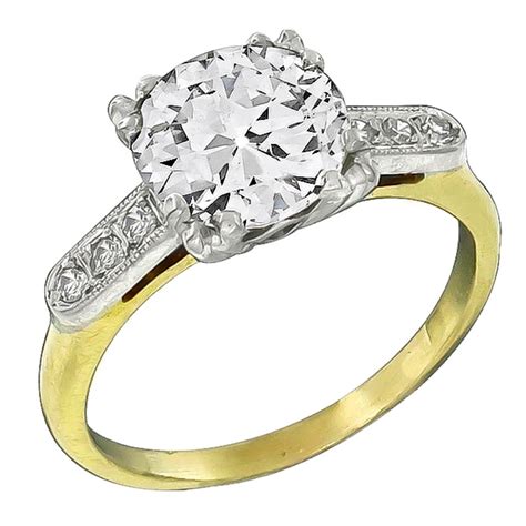 2.05 Carat Old Mine Cut Diamond Gold Engagement Ring For Sale at ...