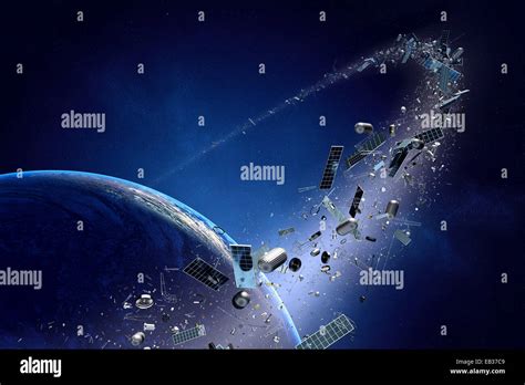 Space junk orbiting around earth - Conceptual of pollution around our ...