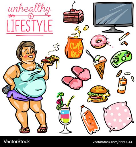 Unhealthy lifestyle - woman Royalty Free Vector Image