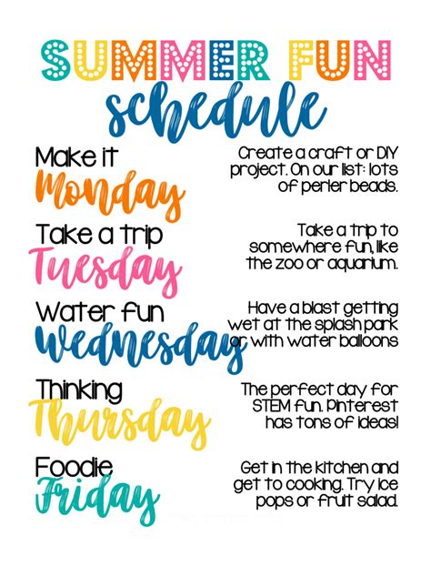 Our Summer Fun Schedule - Three Little Ferns - Family Lifestyle Blog