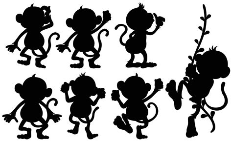 Silhouette monkeys in different positions 418310 Vector Art at Vecteezy