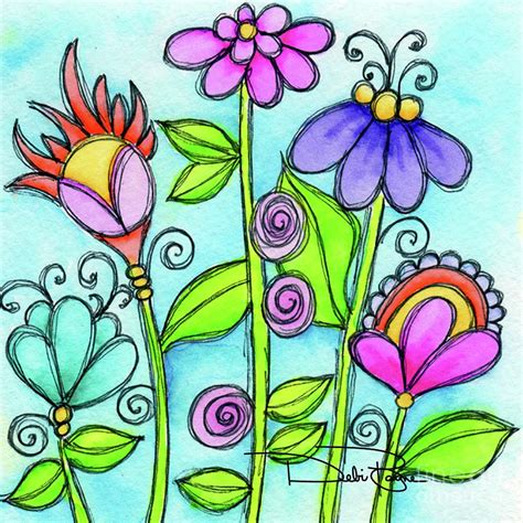 Doodle Flower Garden by Debi Payne | Flower doodles, Whimsical art ...