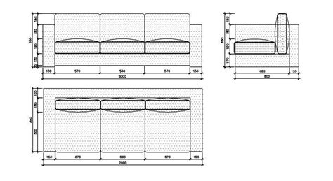 Sofa set with dimensions in AutoCAD 2D drawing, dwg file, CAD file ...