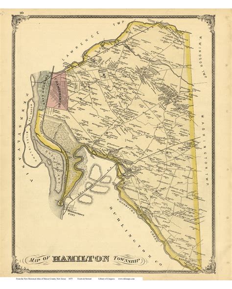 Hamilton Township, New Jersey 1875 Old Town Map Reprint - Mercer Co ...