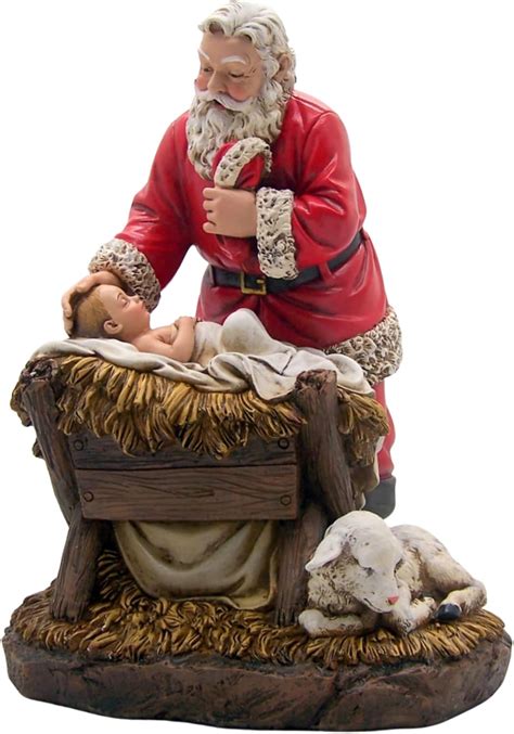 Amazon.com: Wowser Adoring Santa Looking Over Baby Jesus, Holiday ...